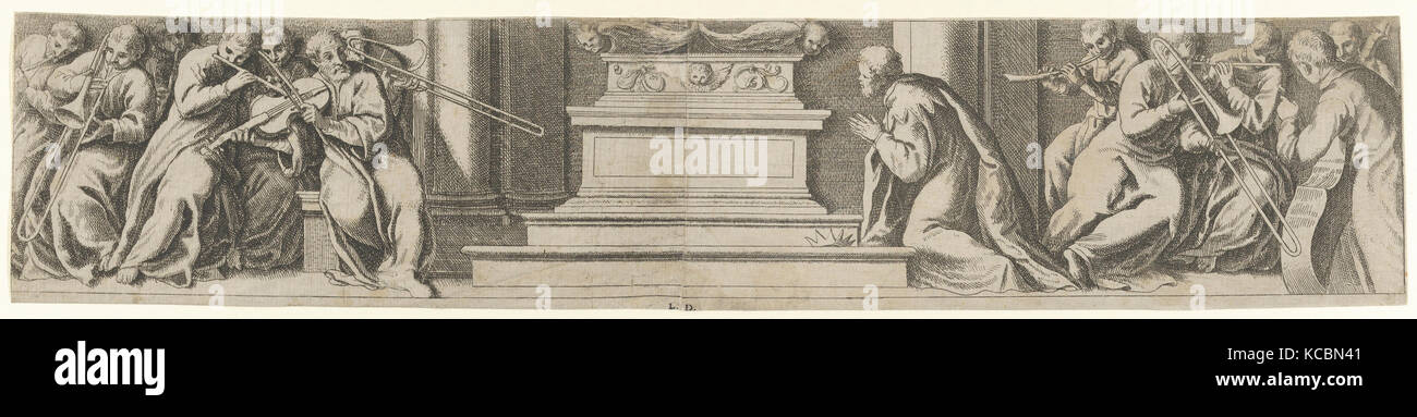 A King Kneeling Before an Altar, Léon Davent, ca. 1540–45 Stock Photo