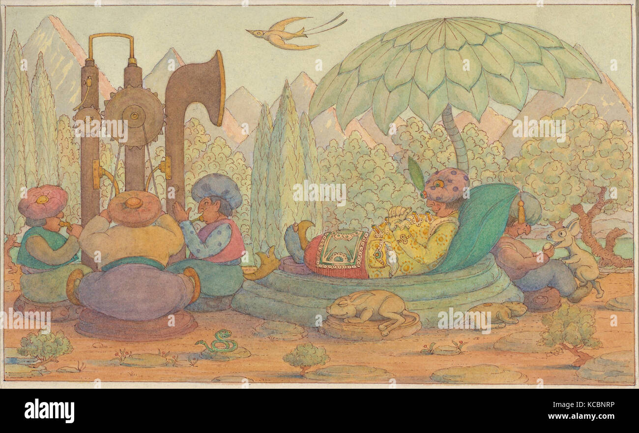 The Sultan Rests, 1911–24, Watercolor and brown ink, Sheet: 6 9/16 × 10 1/4 in. (16.7 × 26 cm), Drawings, Herbert E. Crowley Stock Photo