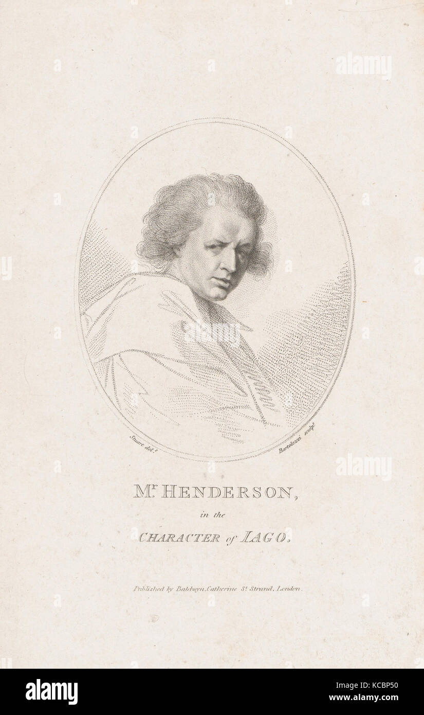 John Henderson, in the Character of Iago (Shakespeare's Othello), After Gilbert Stuart, 1786 Stock Photo