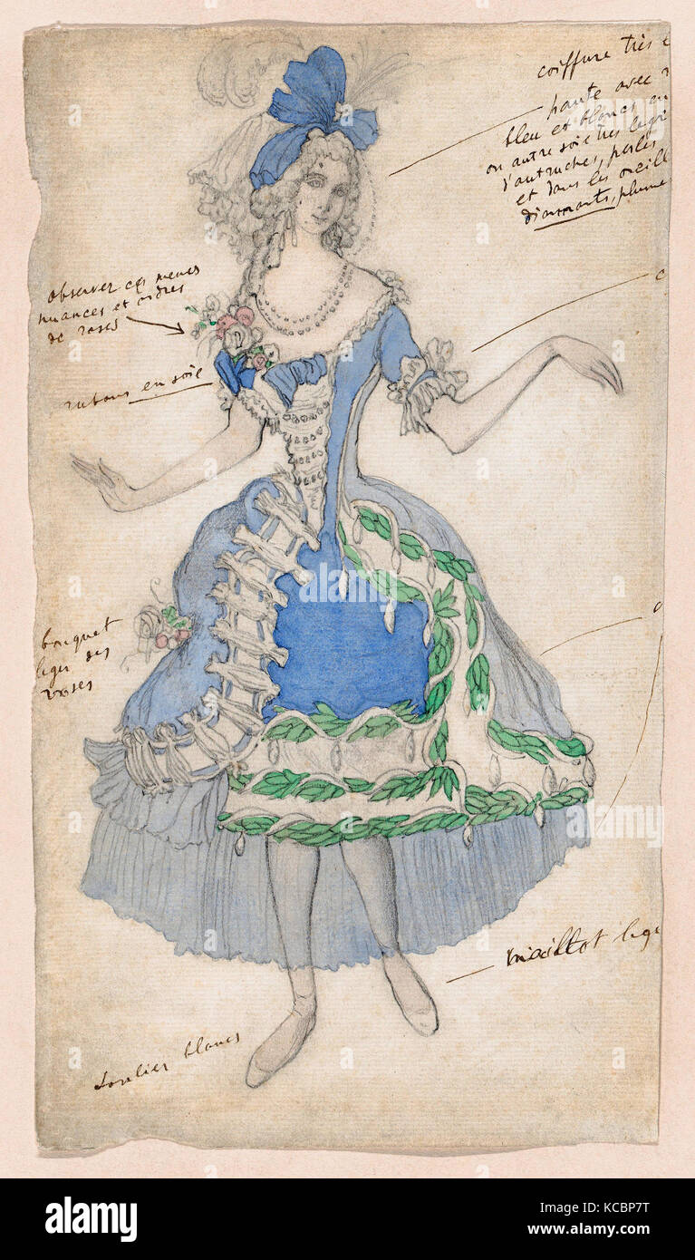 Costume Design for a Female Courtier, likely for the Ballet 'La Belle au Bois Dormant Stock Photo
