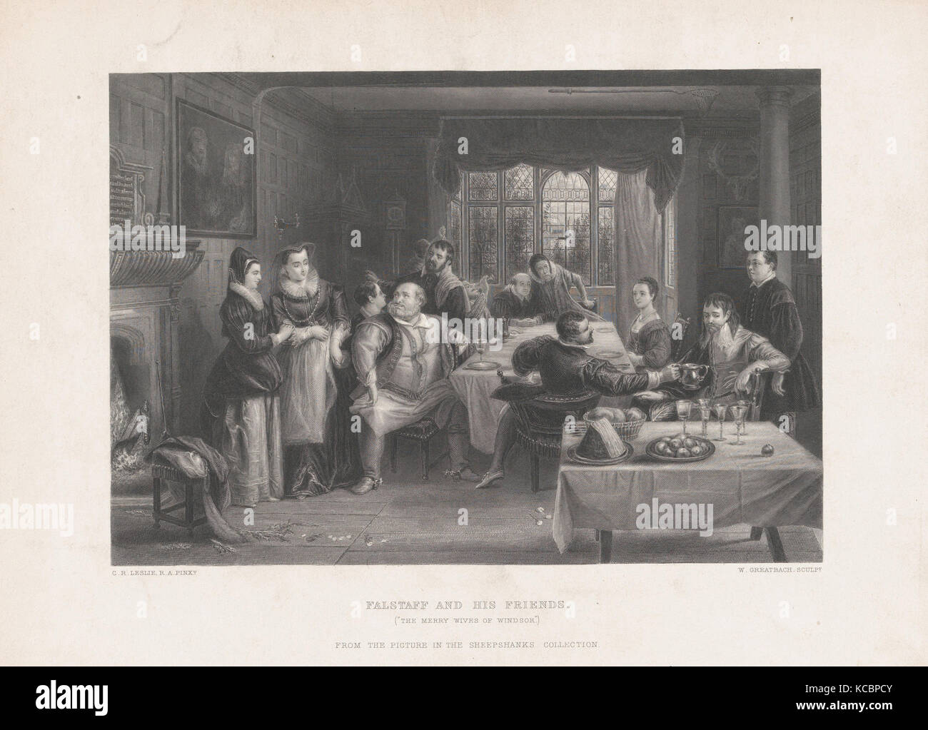 Falstaff and His Friends ("The Merry Wives of Windsor"), After Charles Robert Leslie, 1868 Stock Photo