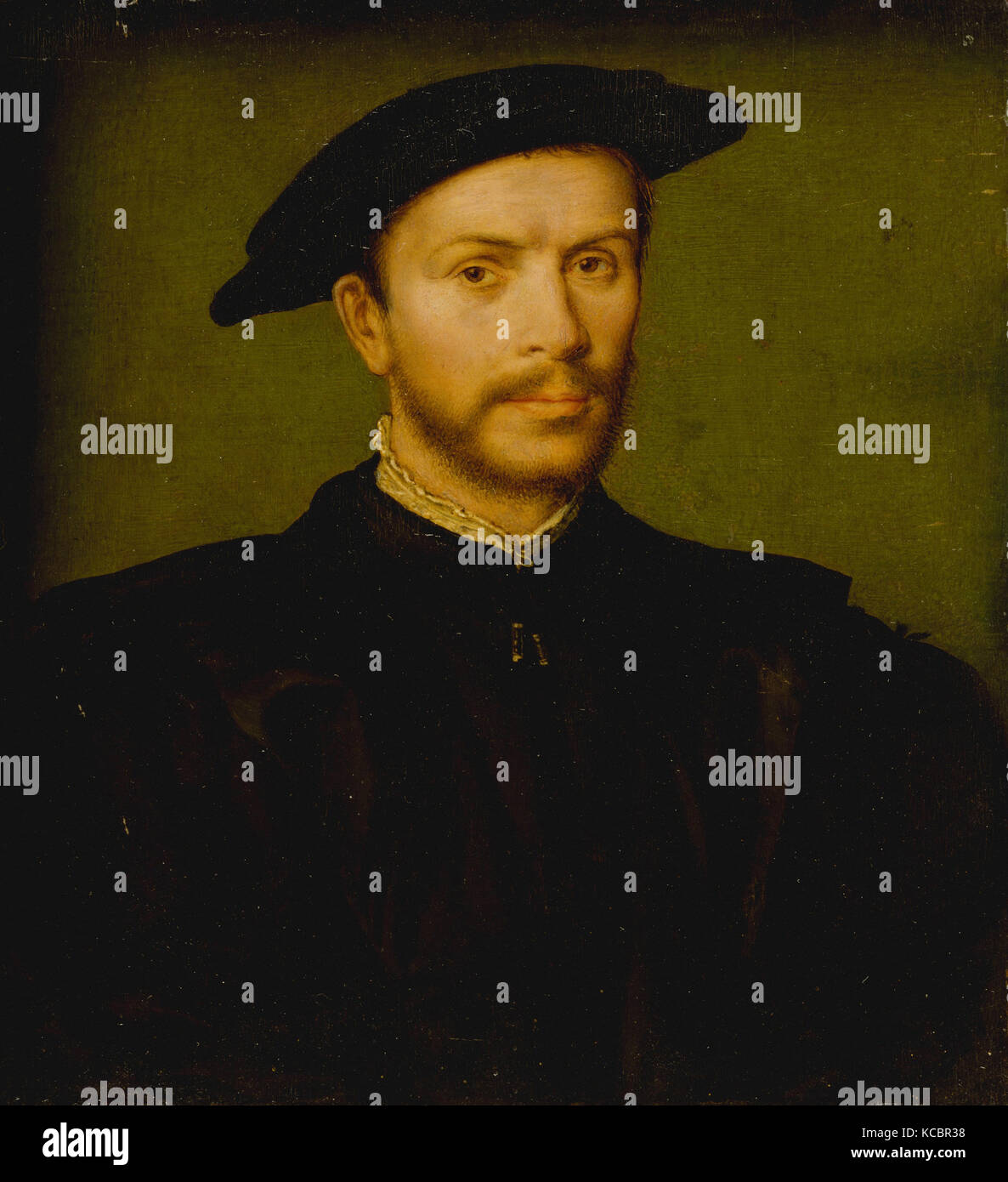 Portrait of a Bearded Man in Black, Attributed to Corneille de Lyon Stock Photo
