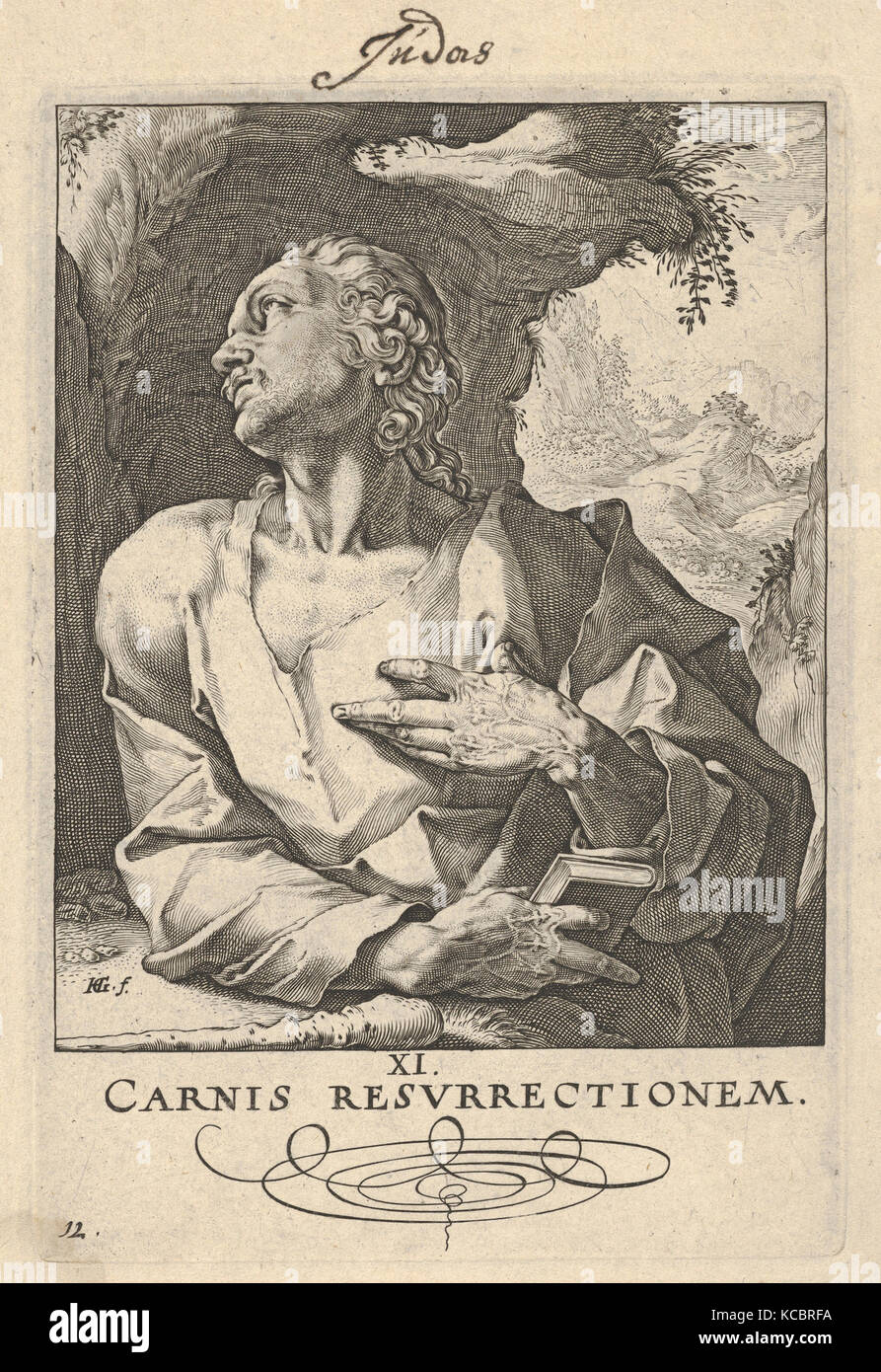 St. Jude Thaddeus, from Christ, the Apostles and St. Paul with the Creed, Hendrick Goltzius, ca. 1589 Stock Photo