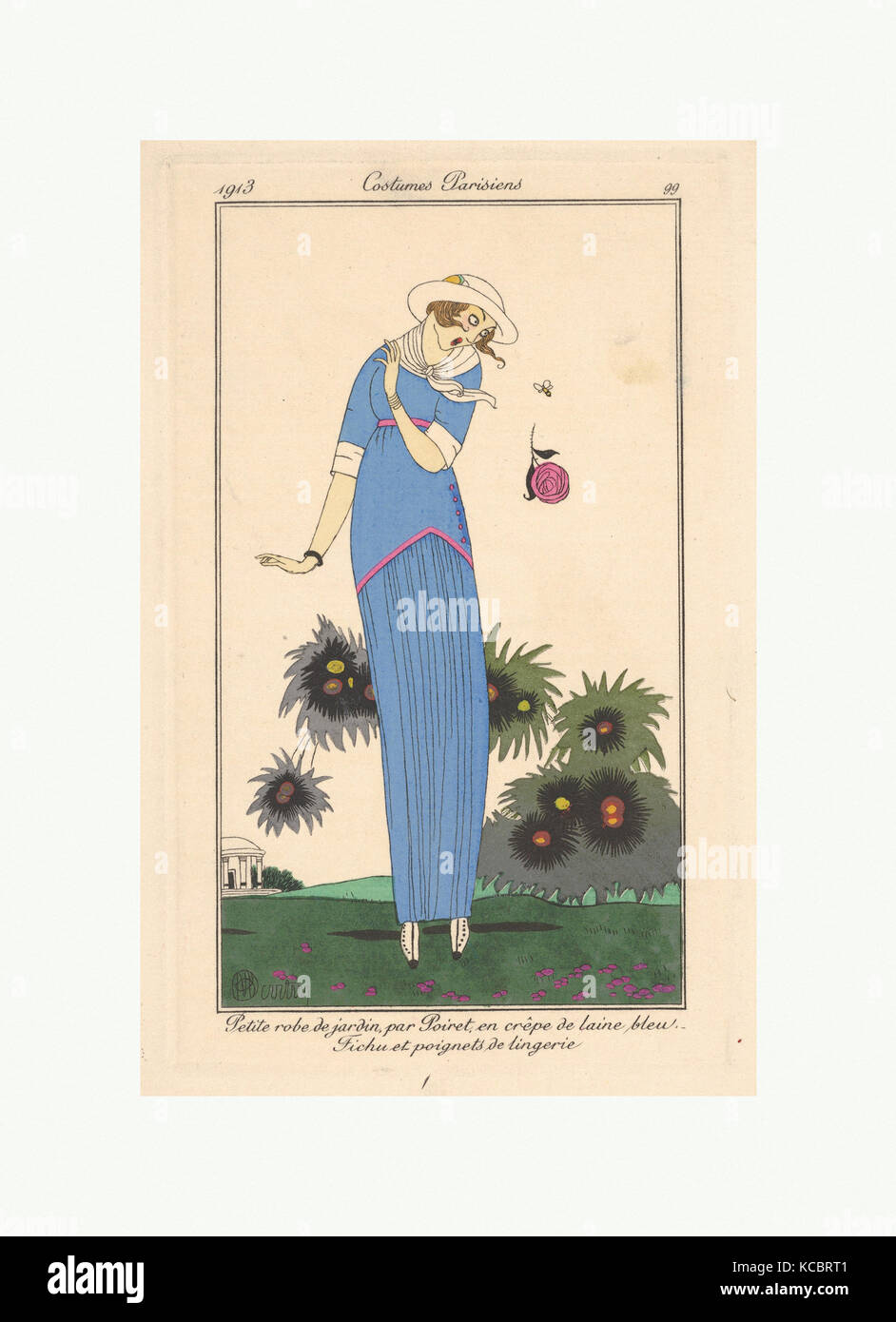 Petite robe de Jardin, from Costumes Parisiens, George Barbier, 1913 Stock Photo