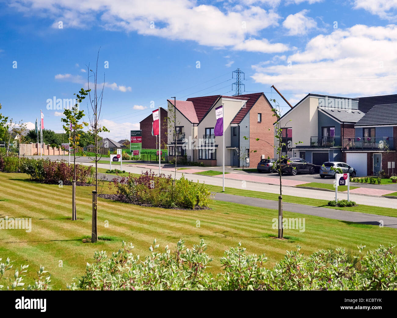 NEWCASTLE UPON TYNE, ENGLAND, UK AUGUST 15, 2017 Newly built homes