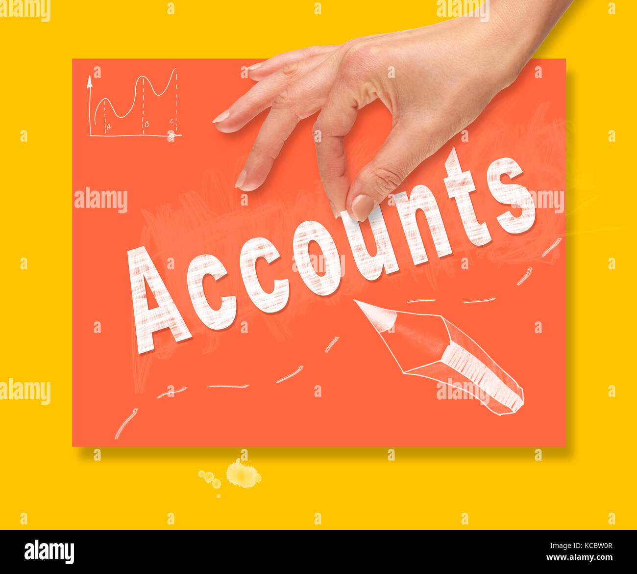 A hand picking up a Accounts concept on a colorful drawing board Stock ...