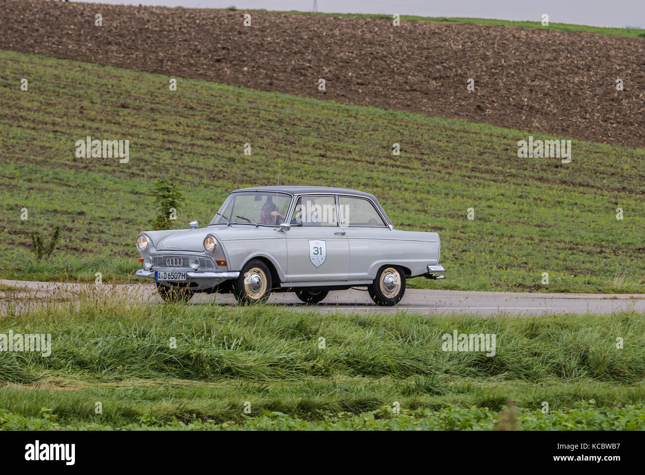 Augsburg, Germany - October 1, 2017: Auto Union DKW F11 oldtimer car at the Fuggerstadt Classic 2017 Oldtimer Rallye on October 1, 2017 in Augsburg, G Stock Photo