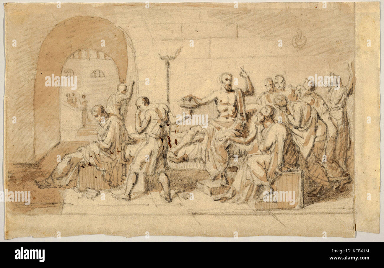 Drawings and Prints, Drawing, Copy after David’s Death of Socrates, Artist, After, Anonymous, French, 19th century Stock Photo