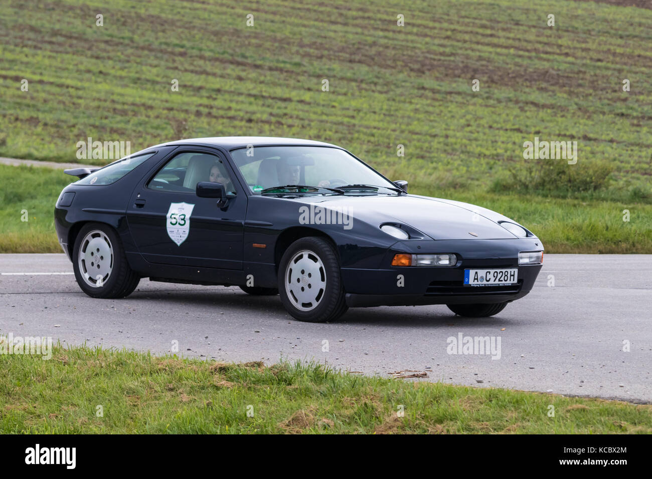 Augsburg, Germany - October 1, 2017: Porsche 928 oldtimer car at the Fuggerstadt Classic 2017 Oldtimer Rallye on October 1, 2017 in Augsburg, Germany. Stock Photo