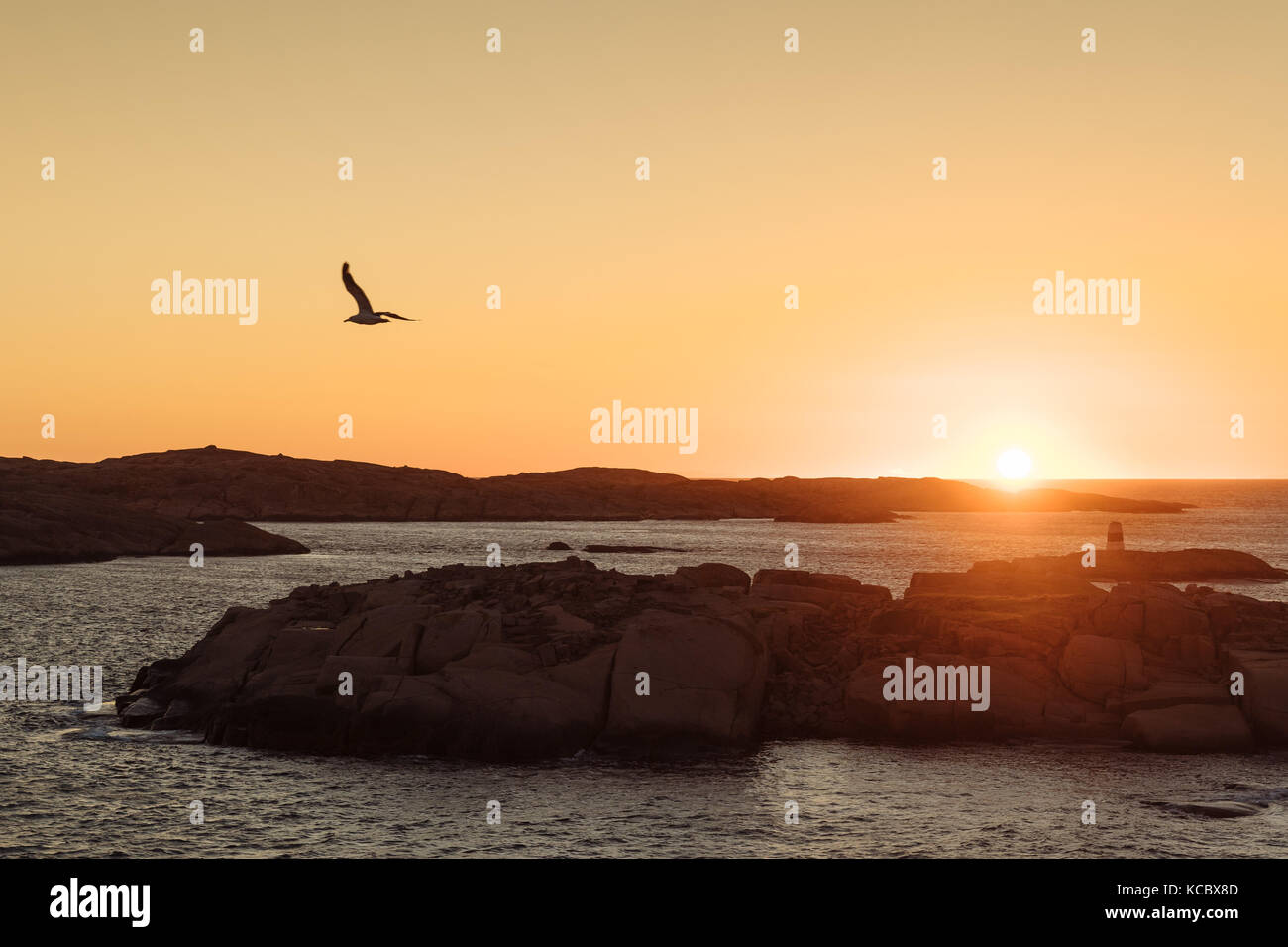 Archipelago at sunset, Smögen, Smögenbryggan, Västra Götalands Län ...