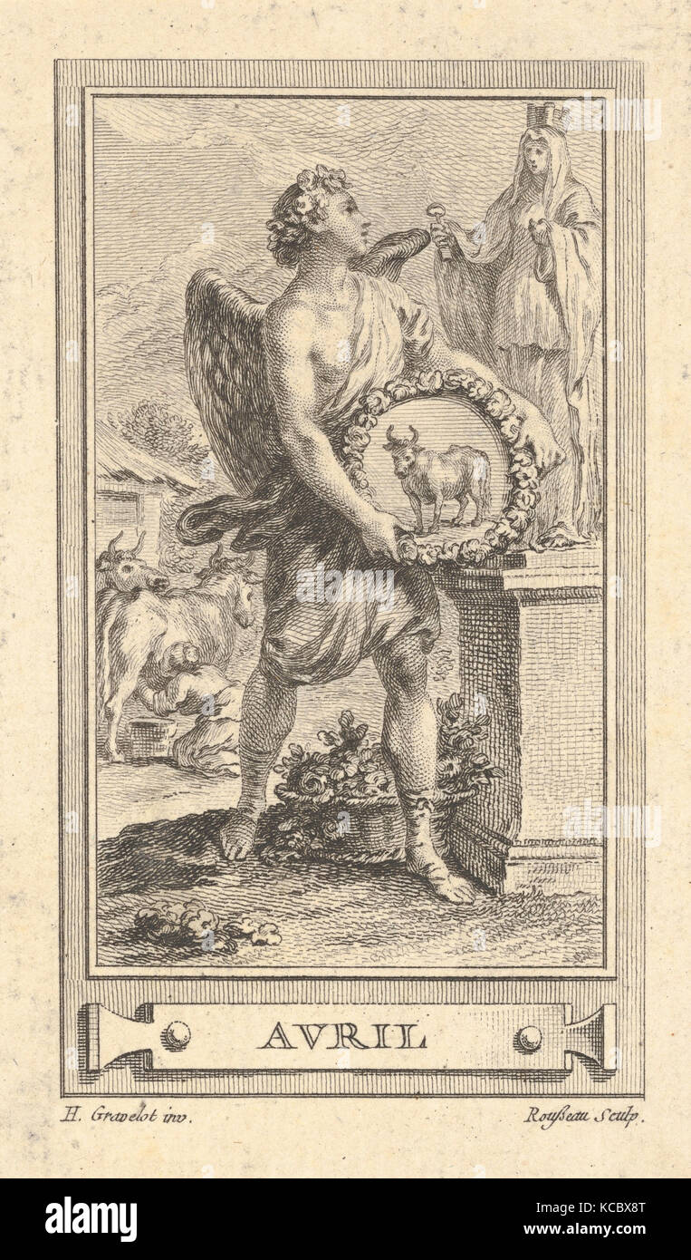 Avril, After Hubert François Gravelot, 18th century Stock Photo