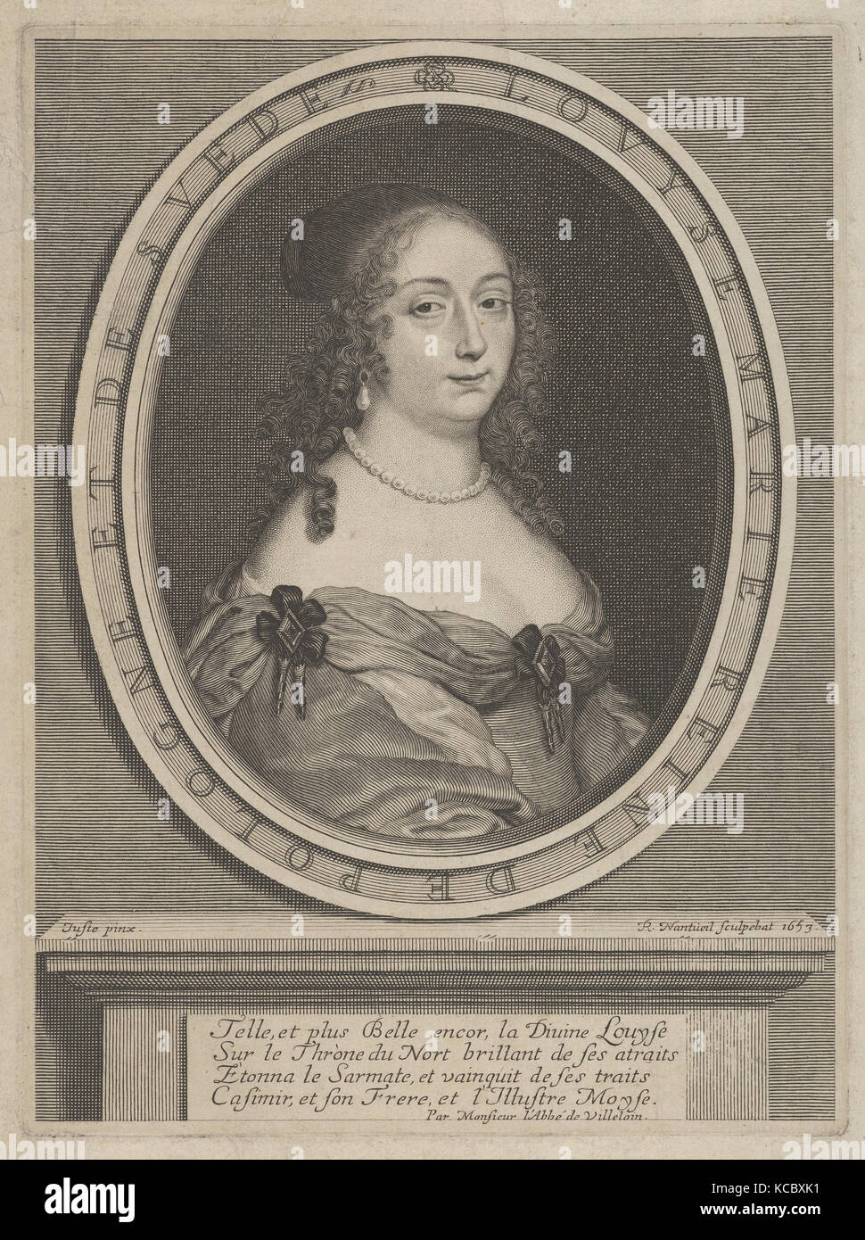 Portrait of Louise Marie, Queen of Poland and Sweden, Robert Nanteuil, 1653 Stock Photo