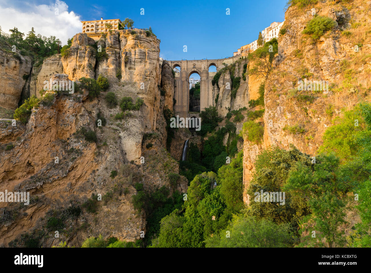 Puente Nuevo with Tajo gorge, Ronda, Malaga province, Andalusia, Spain Stock Photo