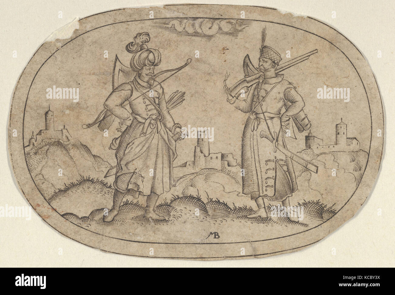 A Turkish Man and a Polish Man, from Das Bossenbüchlein, Mathais Beitler, ca. 1582 Stock Photo