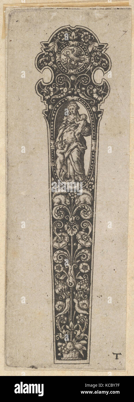 Design for a Knife Handle with the Personification of Charity, attributed to Johann Theodor de Bry, 1580–1600 Stock Photo