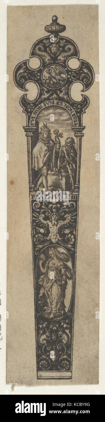 Design for a Knife Handle with a Memento Mori, Johann Theodor de Bry, 1580–1600 Stock Photo