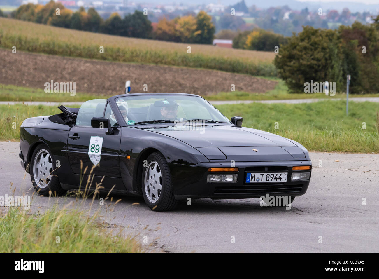 Augsburg, Germany - October 1, 2017: Porsche 944 oldtimer car at the Fuggerstadt Classic 2017 Oldtimer Rallye on October 1, 2017 in Augsburg, Germany. Stock Photo