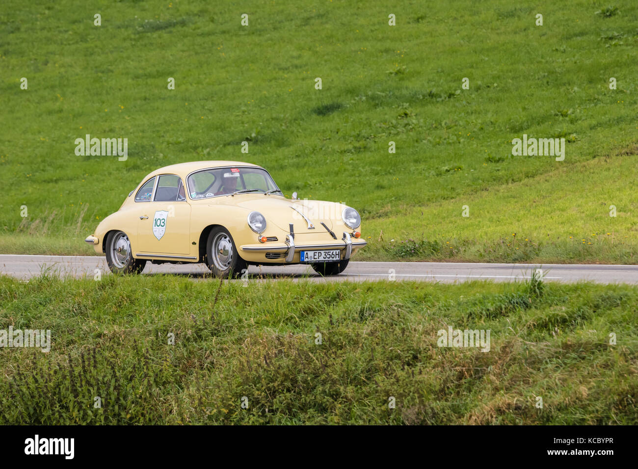 Augsburg, Germany - October 1, 2017: Porsche 356 oldtimer car at the Fuggerstadt Classic 2017 Oldtimer Rallye on October 1, 2017 in Augsburg, Germany. Stock Photo