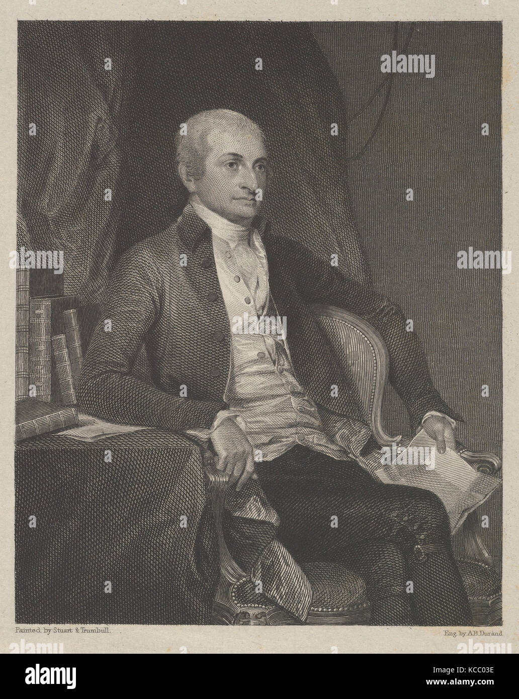 John Jay, 1834, Engraving on chine collé; second state of three, proof before the name, plate: 9 3/4 x 6 9/16 in. (24.8 x 16.7 Stock Photo