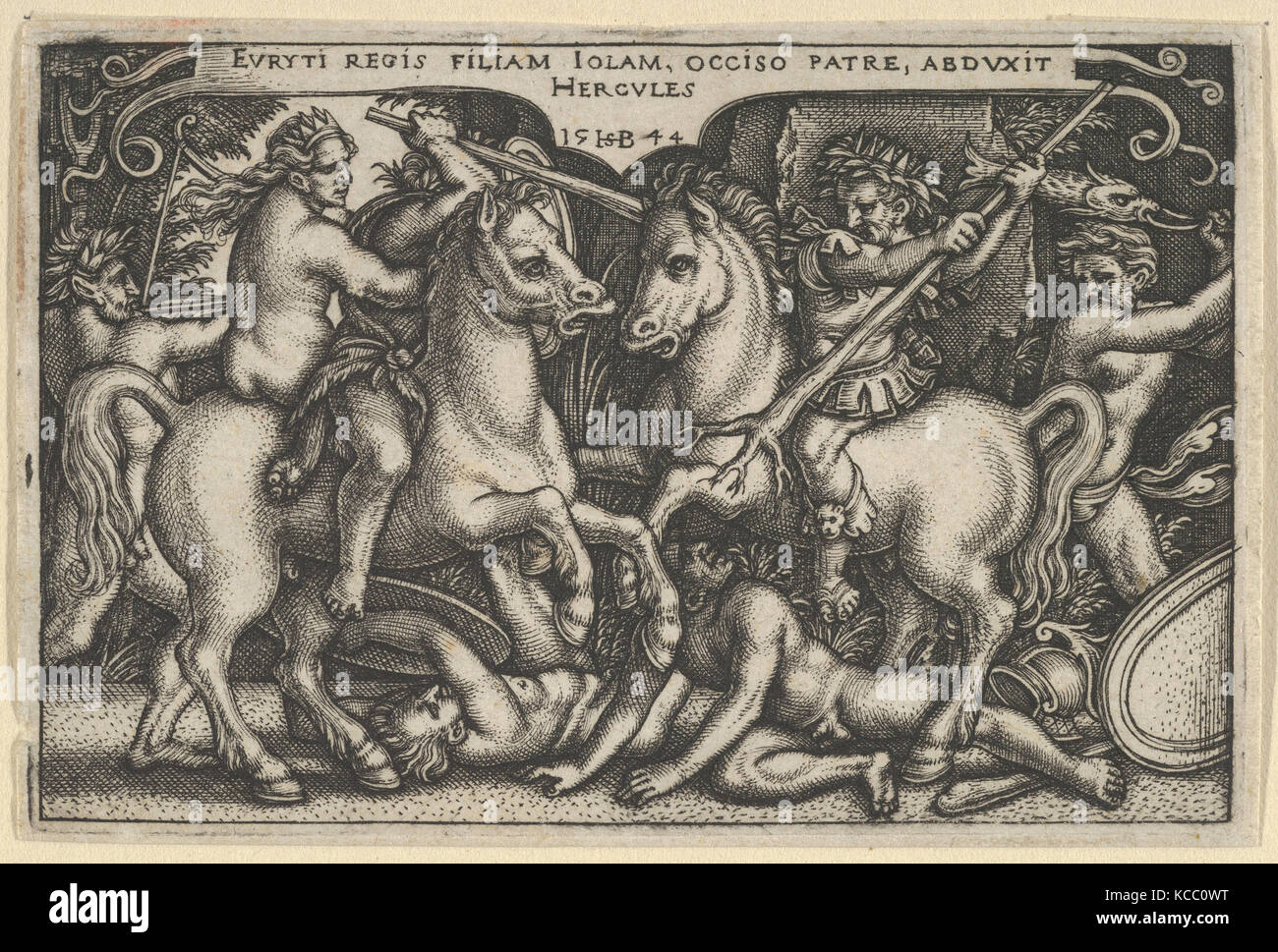 Hercules Raping Jole from The Labors of Hercules, Sebald Beham, 1544 Stock Photo