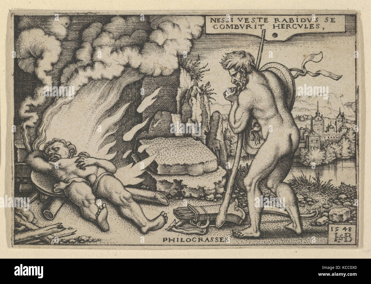 The Death of Hercules from The Labors of Hercules, Sebald Beham Stock Photo