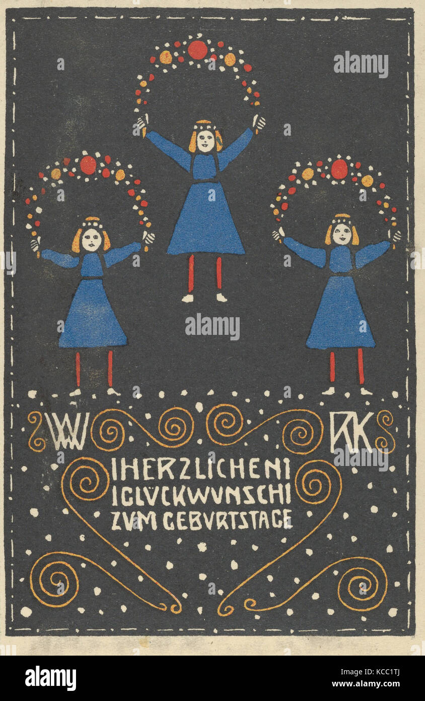 Happy Birthday (Herzlichen Glückwunsch Zum Geburtstage), Rudolf Kalvach, 1907 Stock Photo