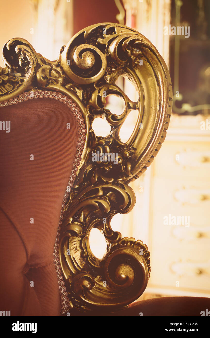 Vintage Detail Of Interior Living Room In Baroque And Rococo