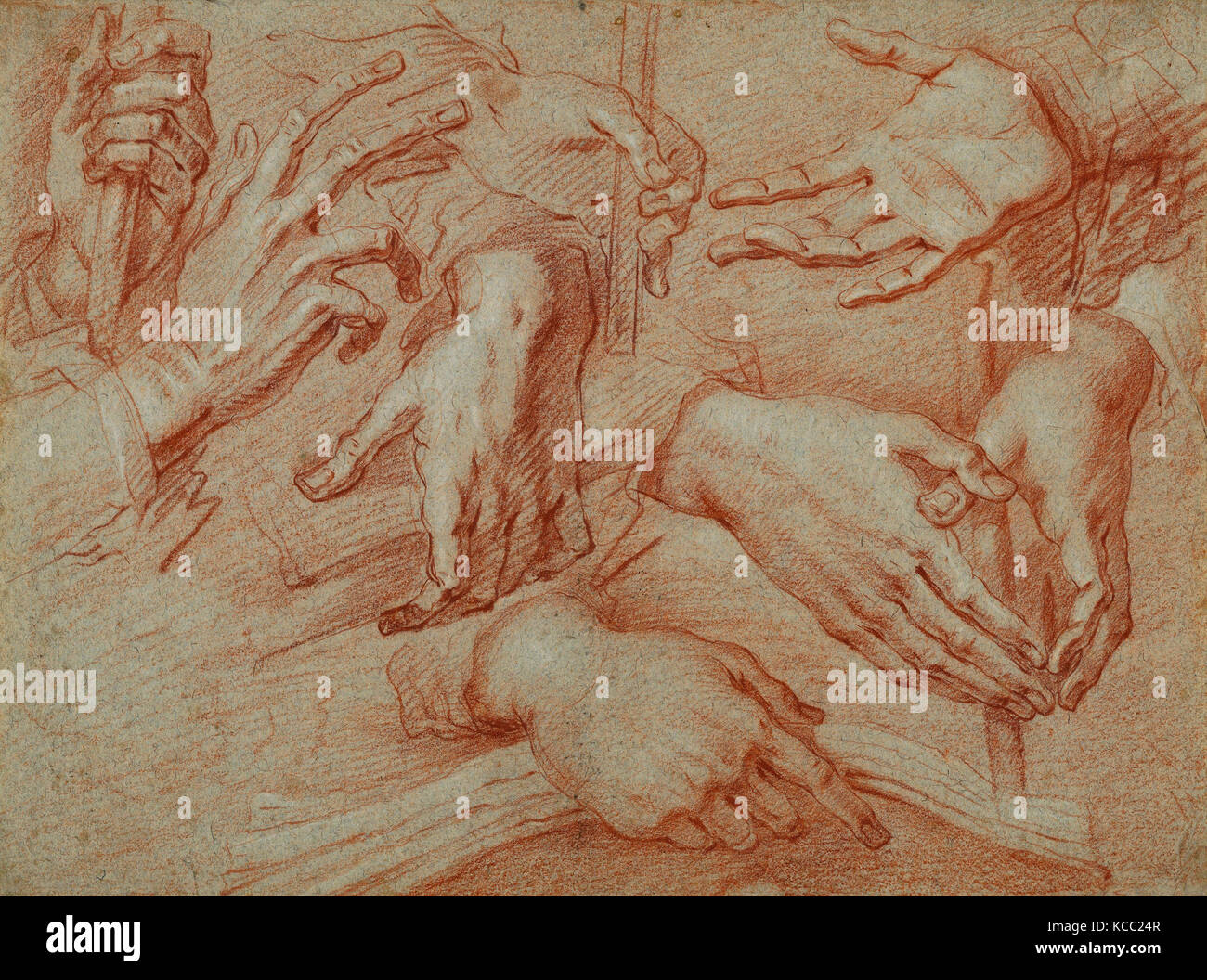 Study of Hands (recto); Study for a Reclining St. Francis (verso), Daniele Crespi (Italian, Busto Arsizio 1597/1600–1630 Milan Stock Photo