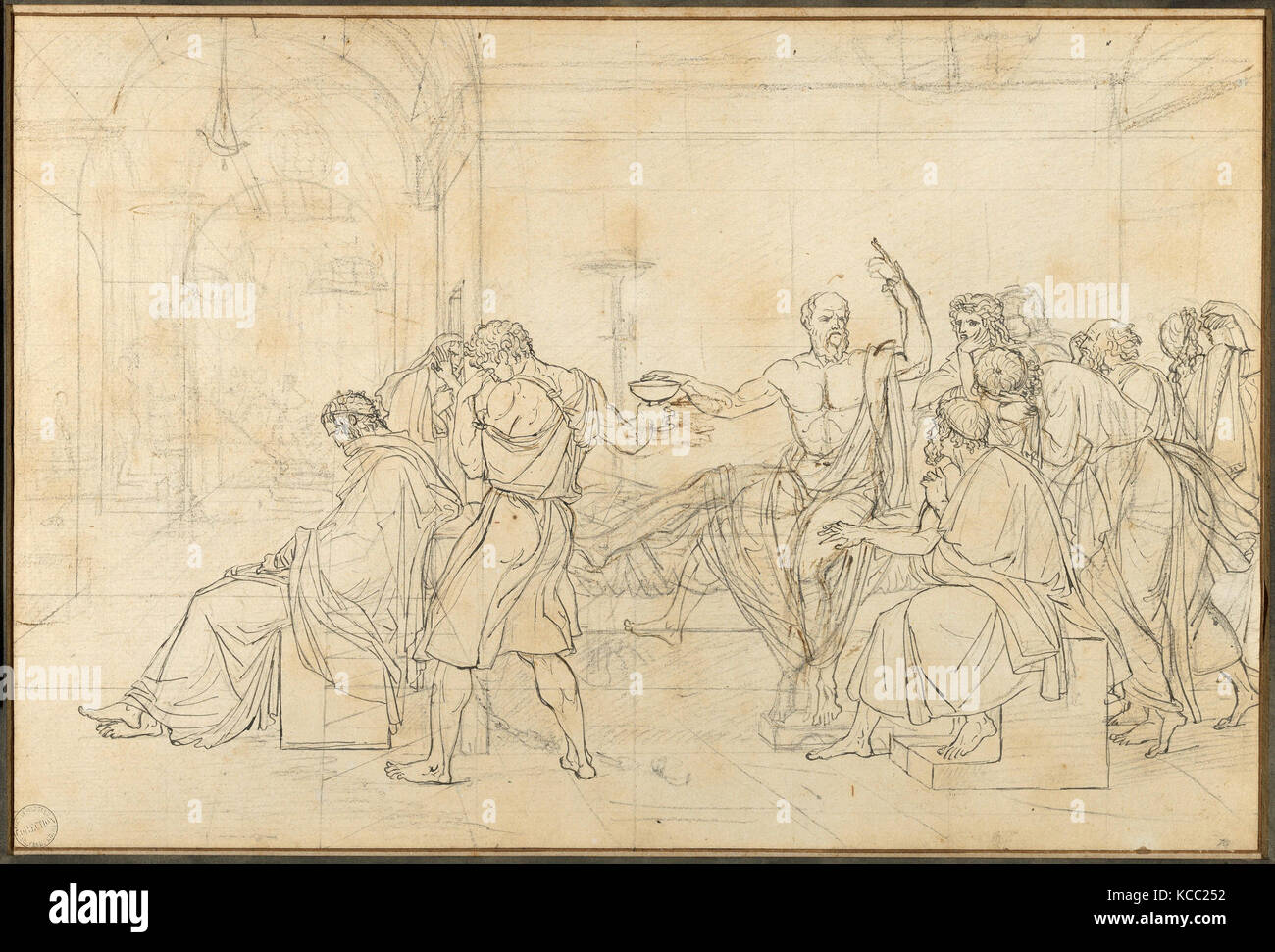 Drawings and Prints, Drawing, The Death of Socrates, Artist, Jacques Louis David, French, Paris 1748–1825 Brussels Stock Photo