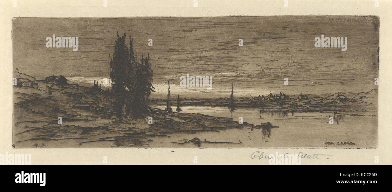 Annapolis River, 1882, Etching on zinc; trial proof b, plate: 4 x 10 7/8 in. (10.2 x 27.7 cm), Prints, Charles Adams Platt Stock Photo