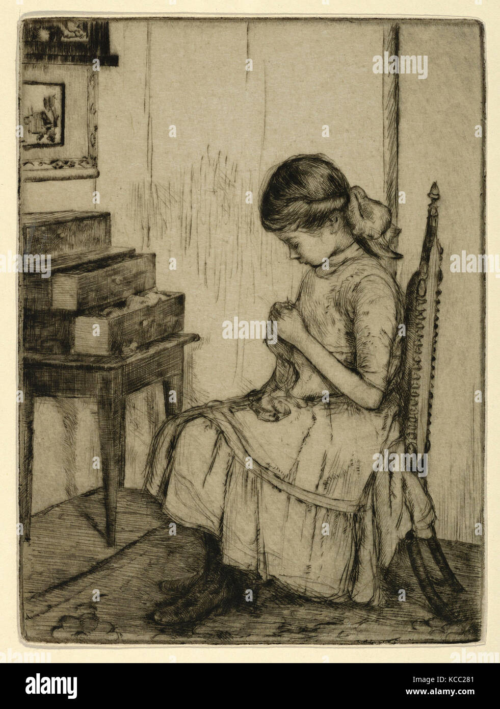Drawings and Prints, Print, Darning, Artist, Ernest Haskell, American, Woodstock, Connecticut 1876–1925 West Point, Maine Stock Photo