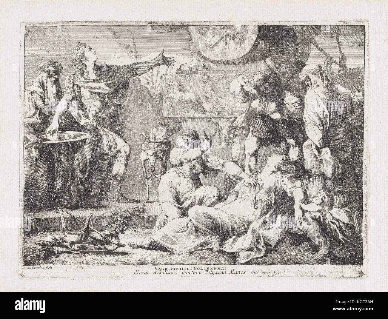 The Sacrifice of Polyxena, 1776, Etching, plate: 8 3/4 x 11 15/16 in. (22.2 x 30.3 cm), Prints, Giovanni David (Italian Stock Photo