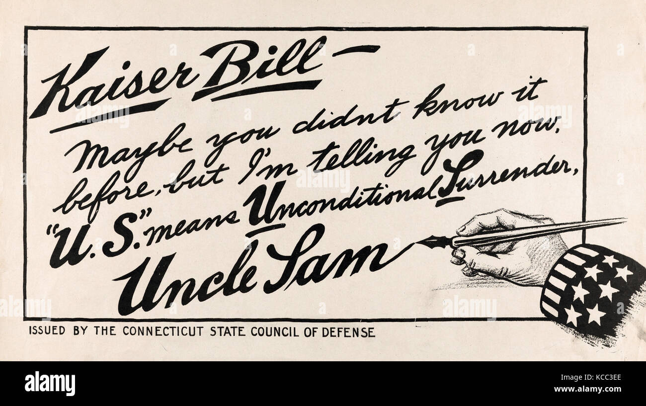 Drawings and Prints, Print, poster, Kaiser Bill, Publisher, Issued by, Connecticut State Council of Defense, Connecticut State Stock Photo