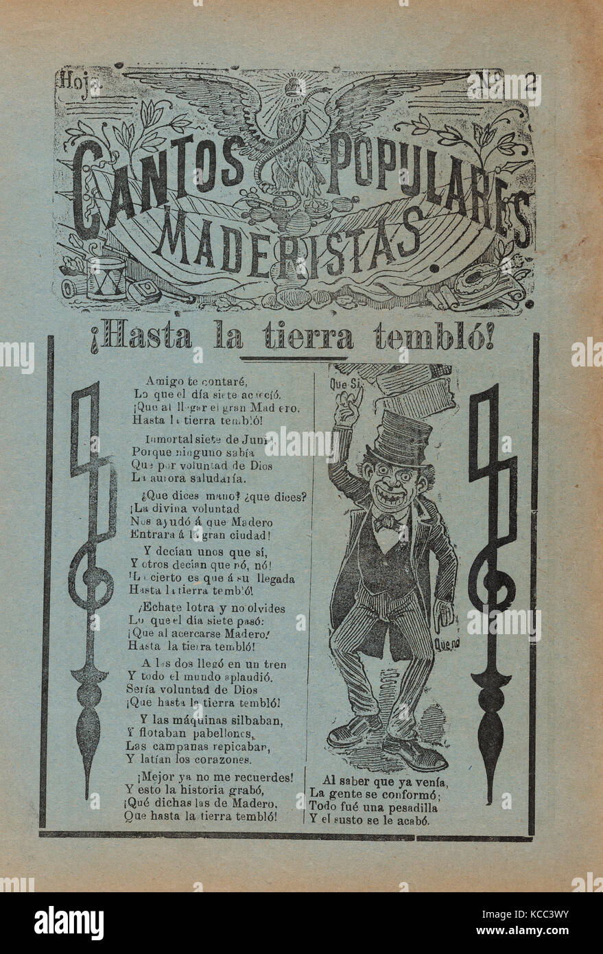 Drawings and Prints, Print, Broadsheet celebrating one of the founders of the Mexican Revolution, Francisco Madero Stock Photo