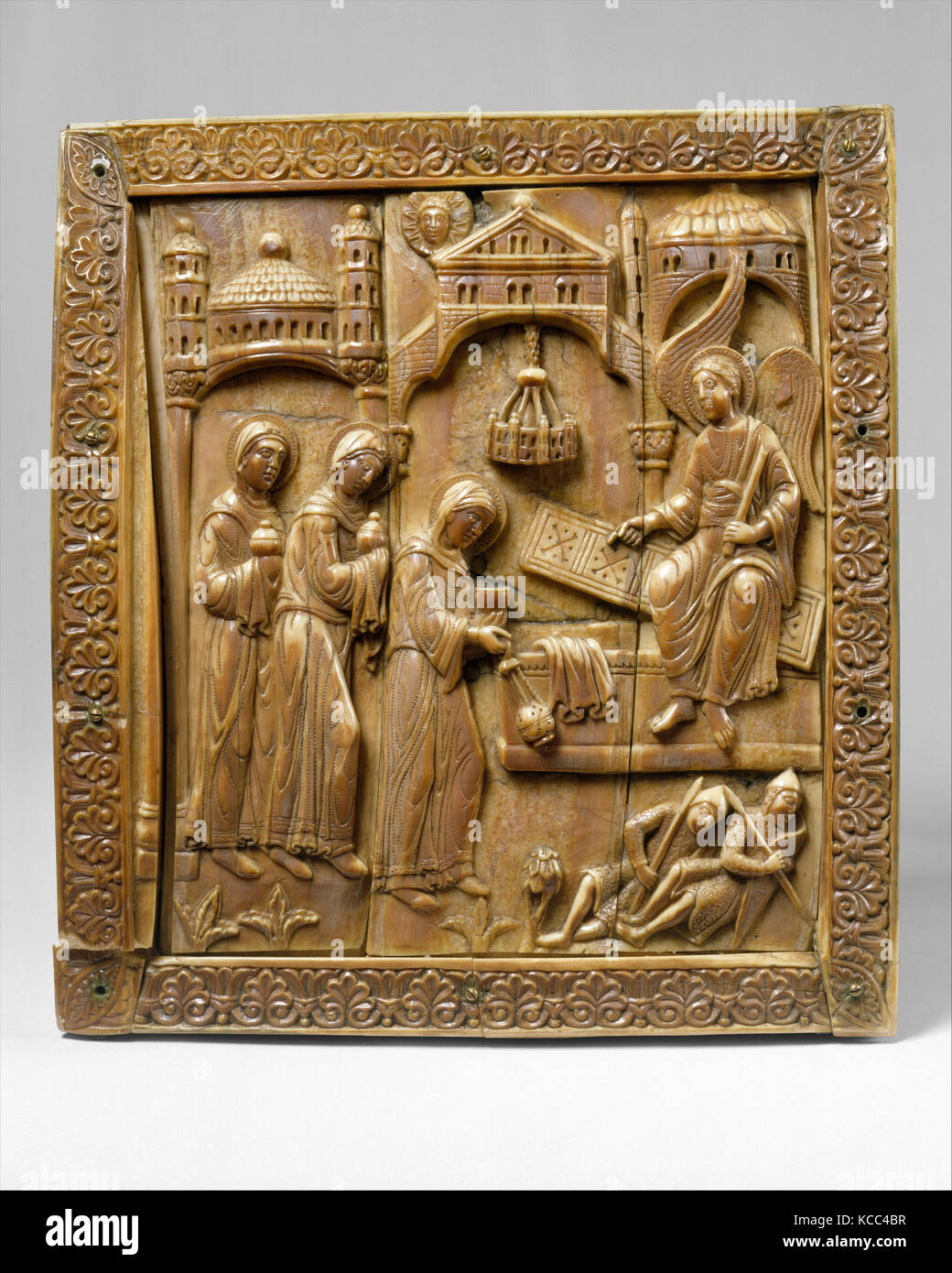 Plaque with the Holy Women at the Sepulchre, ca. 1140–60 Stock Photo