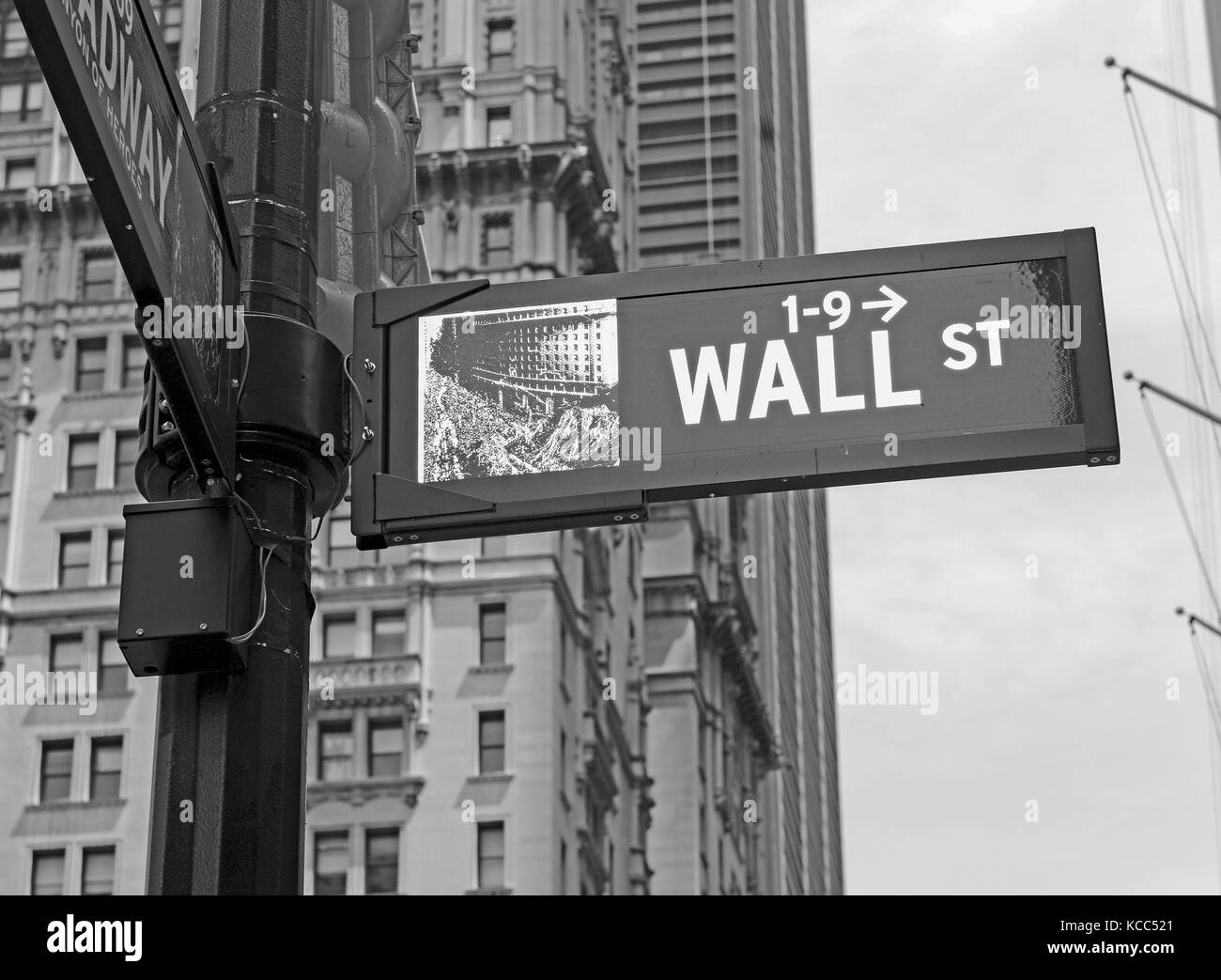 Wall Street road sign in Manhattan New York Stock Photo