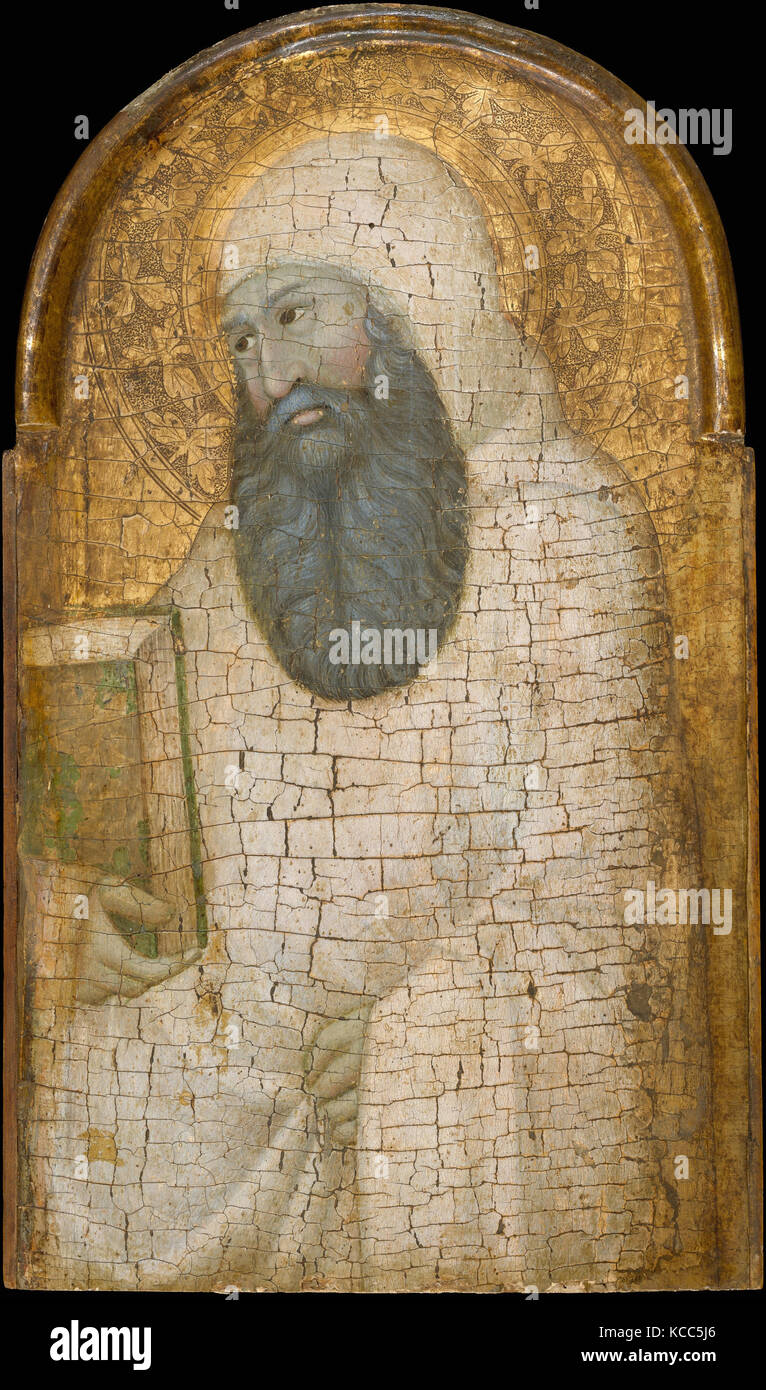 Saint Romuald, possibly 1320s, Tempera on wood, gold ground, Overall, with engaged frame, 18 1/8 x 10 3/4 in. (46 x 27.3 cm Stock Photo