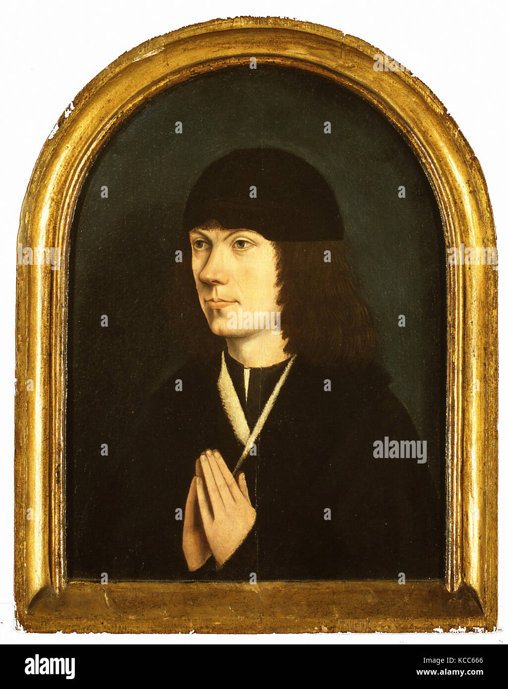 Portrait of a Young Man, Oil on wood, Overall, with arched top and engaged frame, 13 x 10 1/8 in. (33 x 25.7 cm); painted Stock Photo
