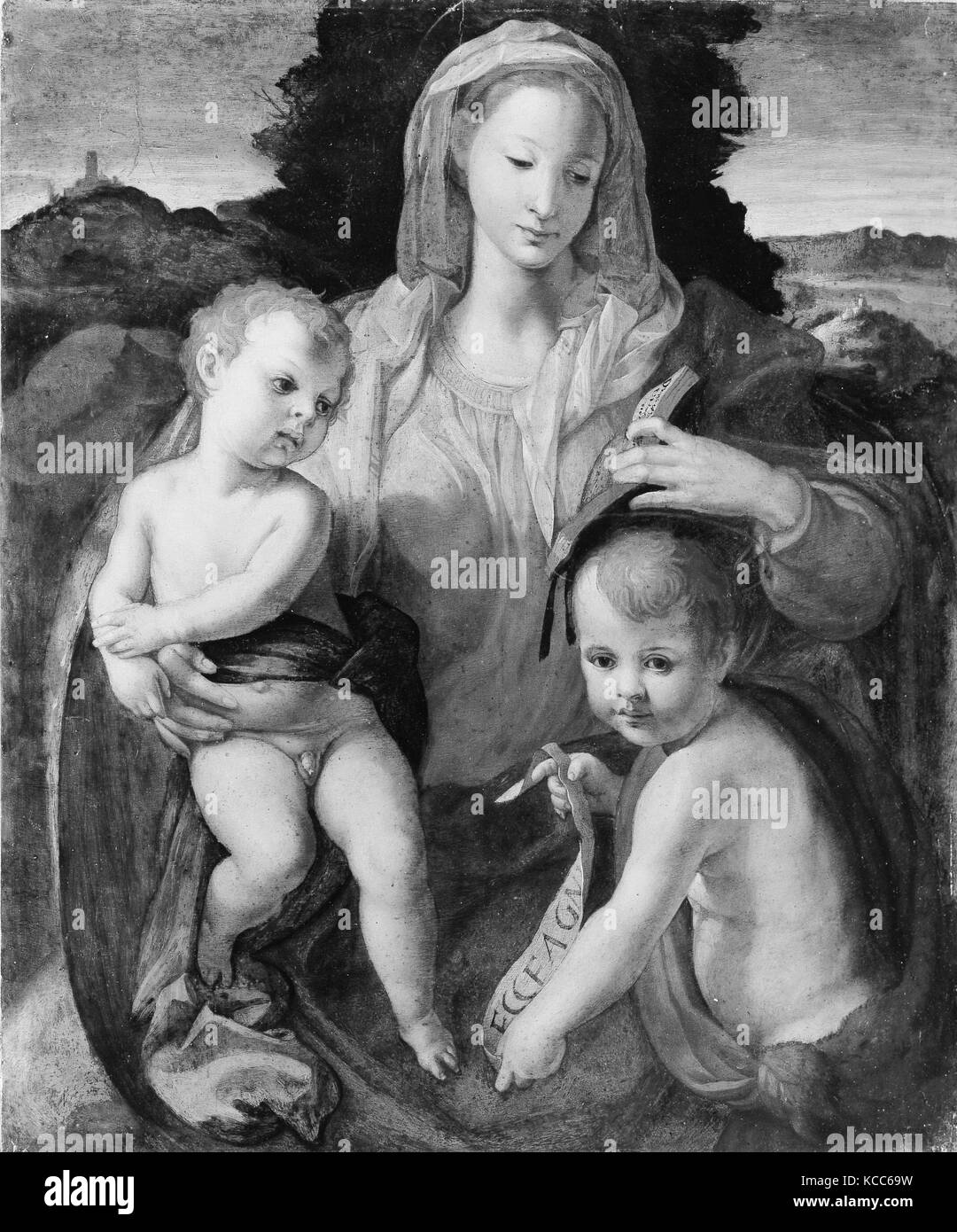 Madonna and Child with the Young Saint John the Baptist, Italian Stock Photo