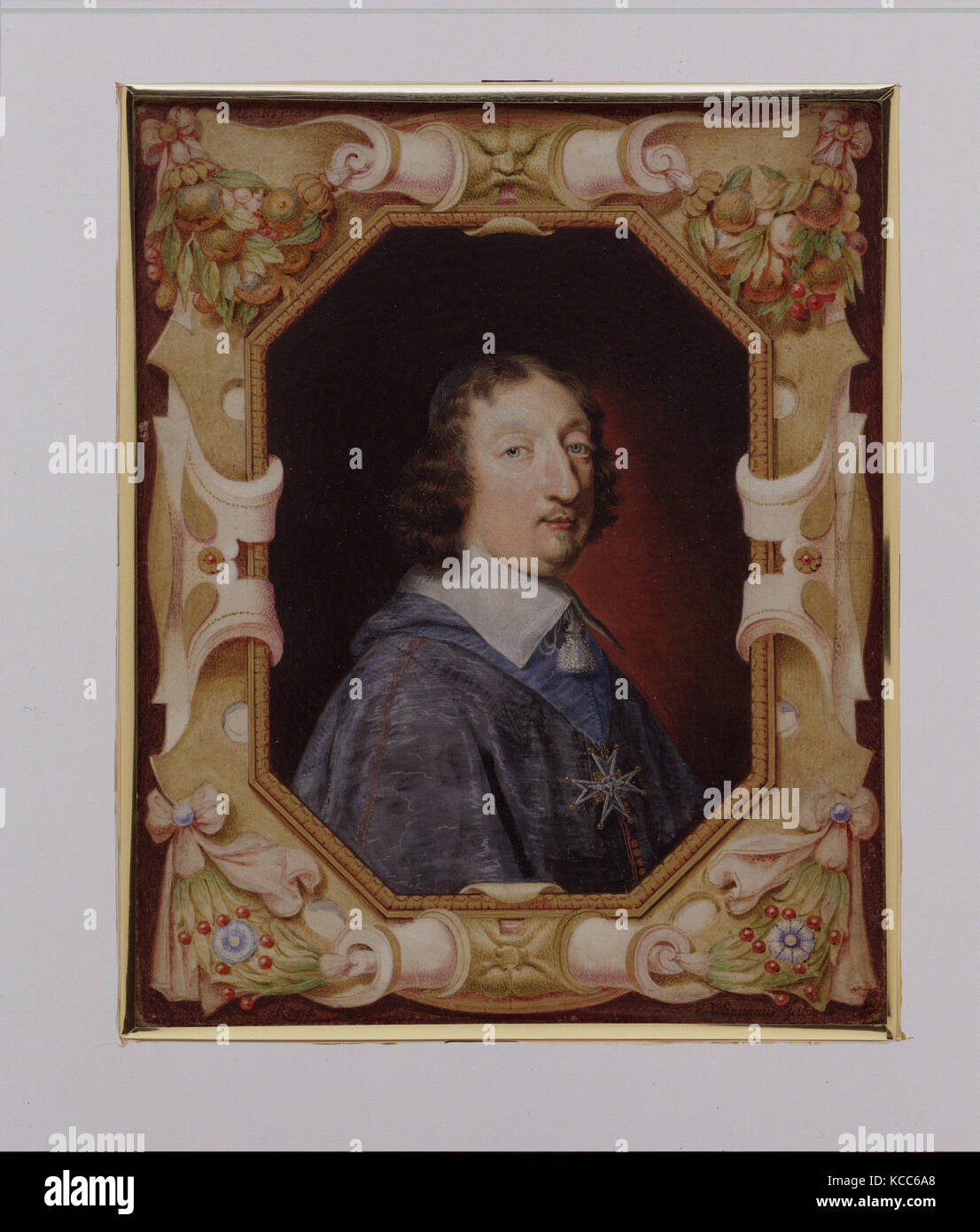 Portrait of a Churchman, 1628, Vellum stretched over copper, Octagonal, 6 1/8 x 4 3/4 in. (157 x 122 mm), Miniatures, E. Jean Stock Photo