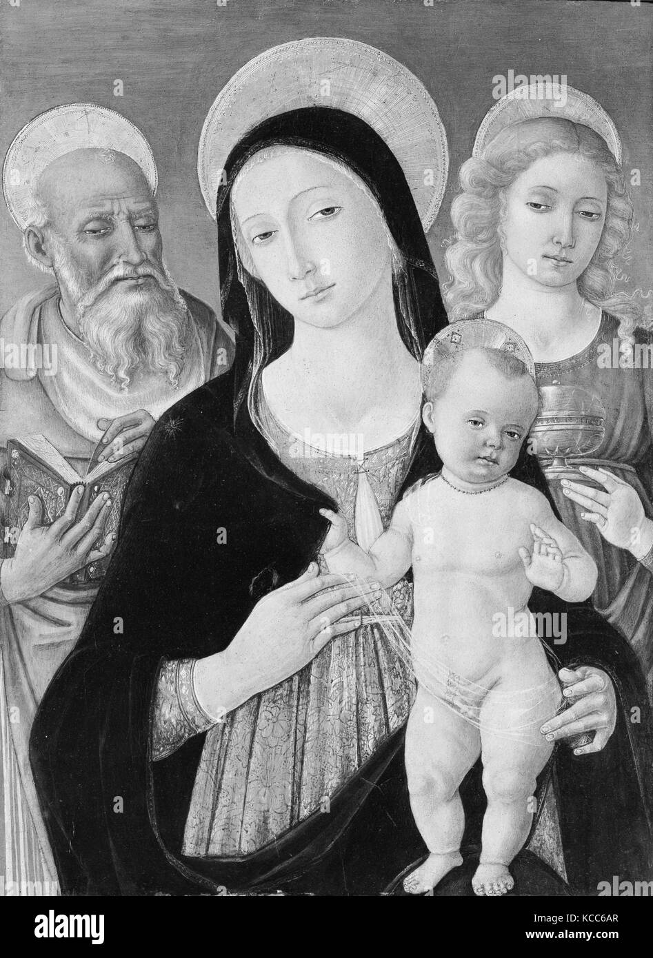 Madonna and Child with Saints Jerome and Mary Magdalen, Matteo di Giovanni di Bartolo Stock Photo