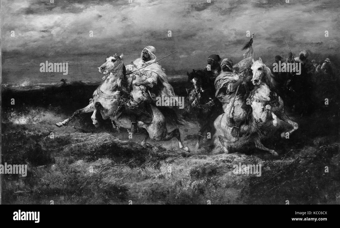 Battle Scene: Arabs Making a Detour, Adolf Schreyer Stock Photo