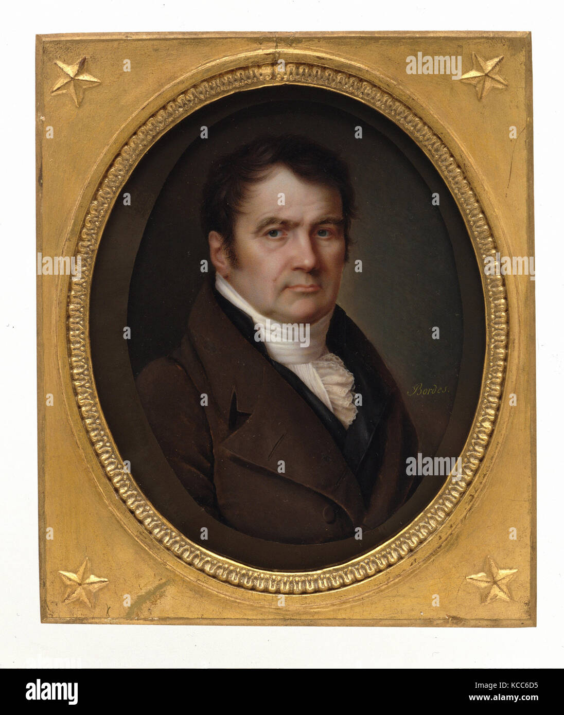 Portrait of a Man, ca. 1810, Ivory set into card, Oval, 7 1/8 x 5 7/8 in. (181 x 149 mm), Miniatures, Joseph Bordes (French Stock Photo