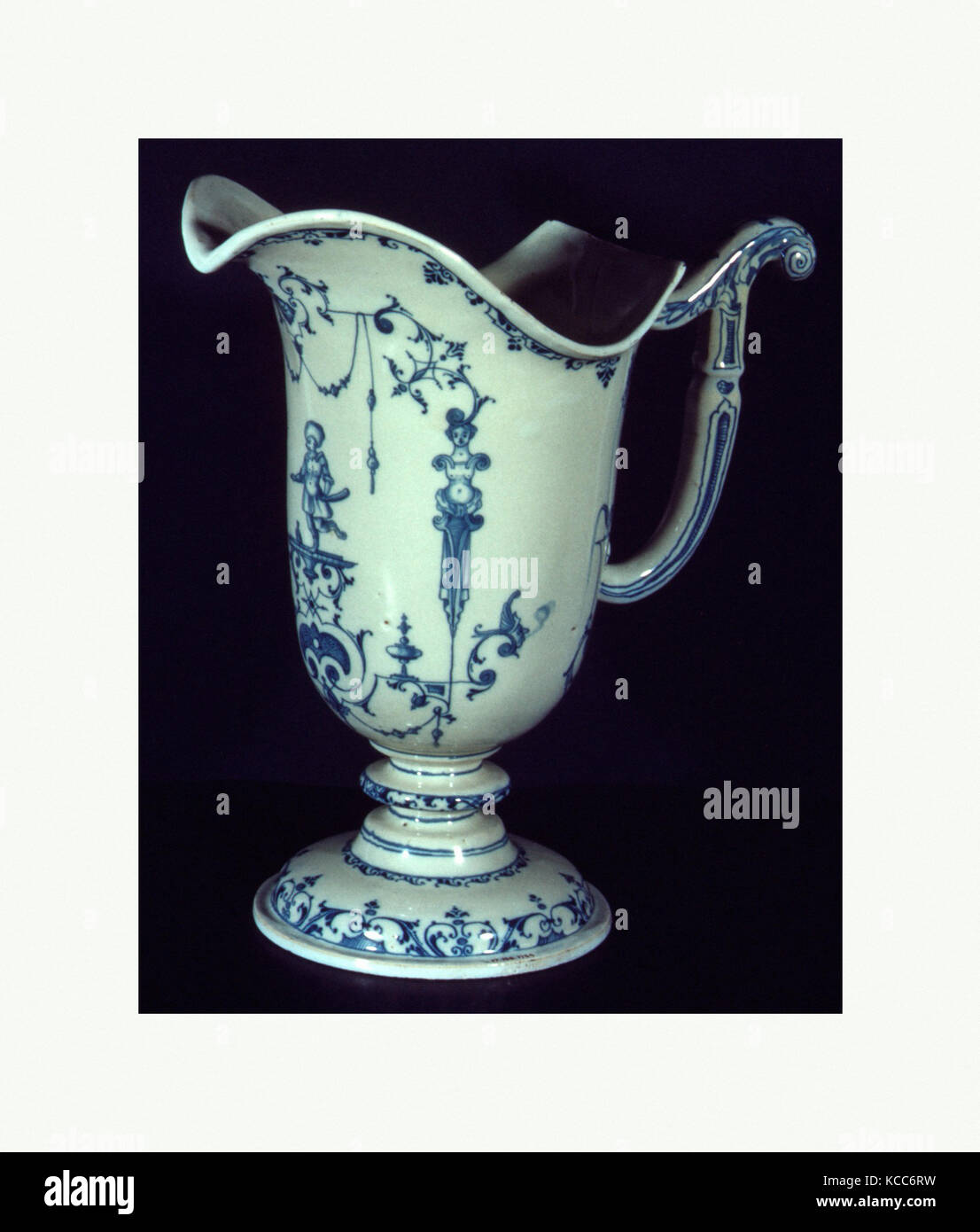Ewer, ca. 1710–20, French, Moustiers, Faience (tin-glazed earthenware), Height: 11 1/8 in. (28.3 cm), Ceramics-Pottery, The form Stock Photo