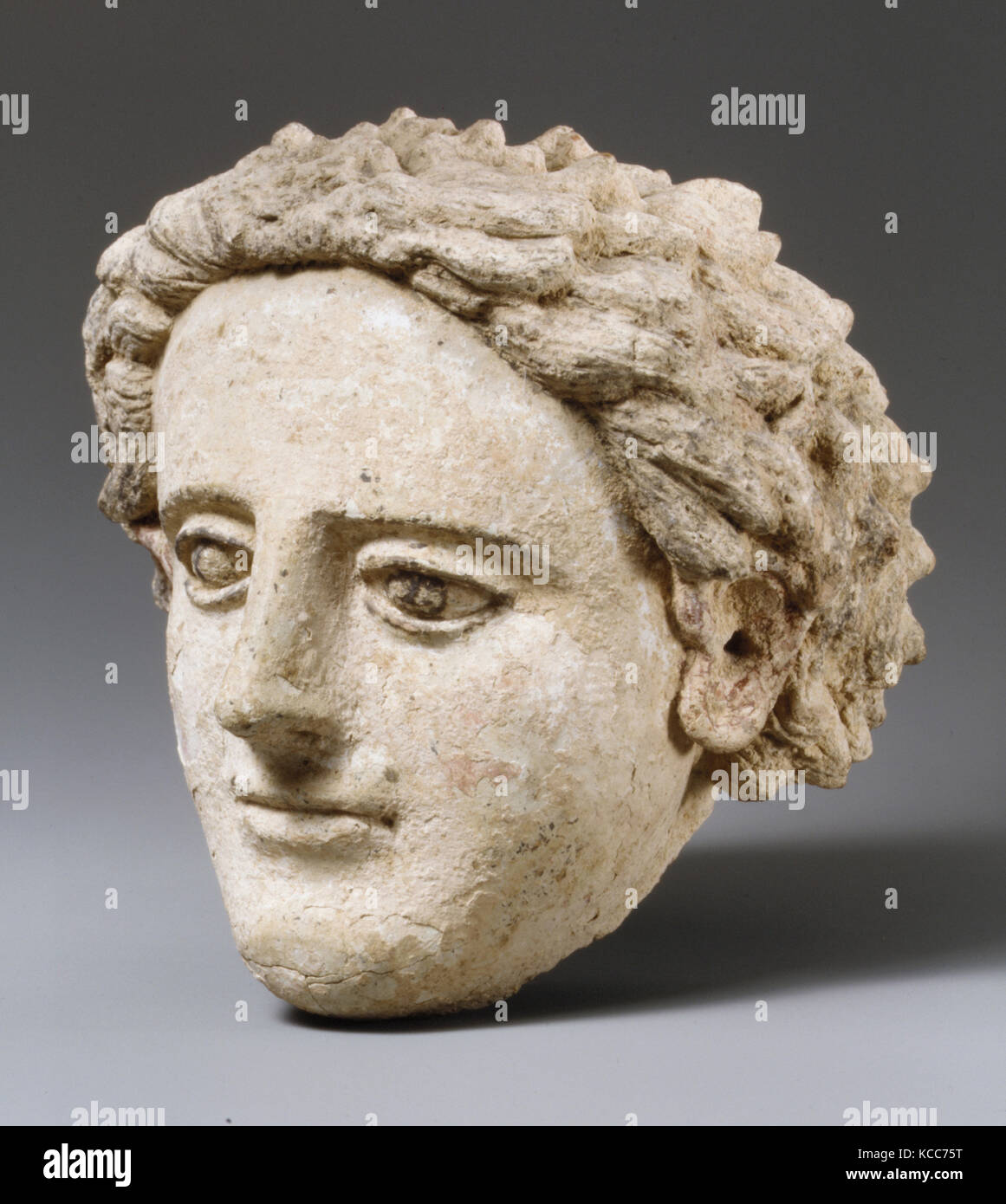 Terracotta head of a youth, Late Hellenistic, 2nd century B.C. (?), Cypriot, Terracotta; mold