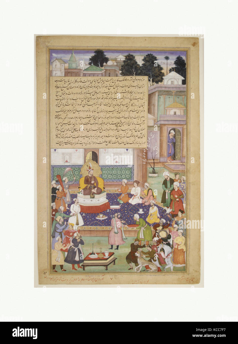 'Sultan Bayazid before Timur', Folio from an Akbarnama  (History of Akbar), Painting by Dharam Das, ca. 1600 Stock Photo
