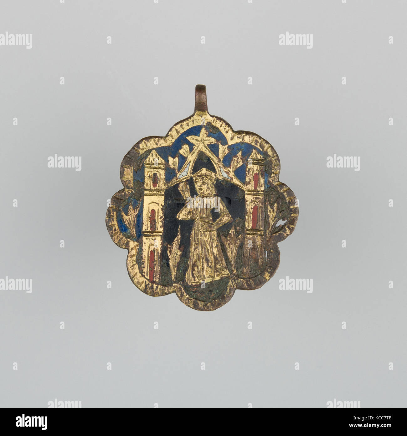 Badge (probably from Horse Harness), ca. 1400, Spanish, Copper, gold ...