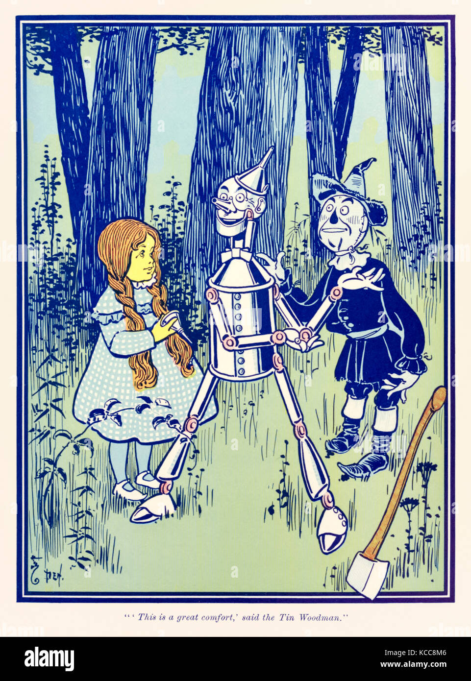“’This is a great comfort,’ said the Tin Woodman.” from ‘The Wonderful Wizard of Oz’ by L. Frank Baum (1856-1919) with pictures by W. W. Denslow (1856-1915). See more information below. Stock Photo