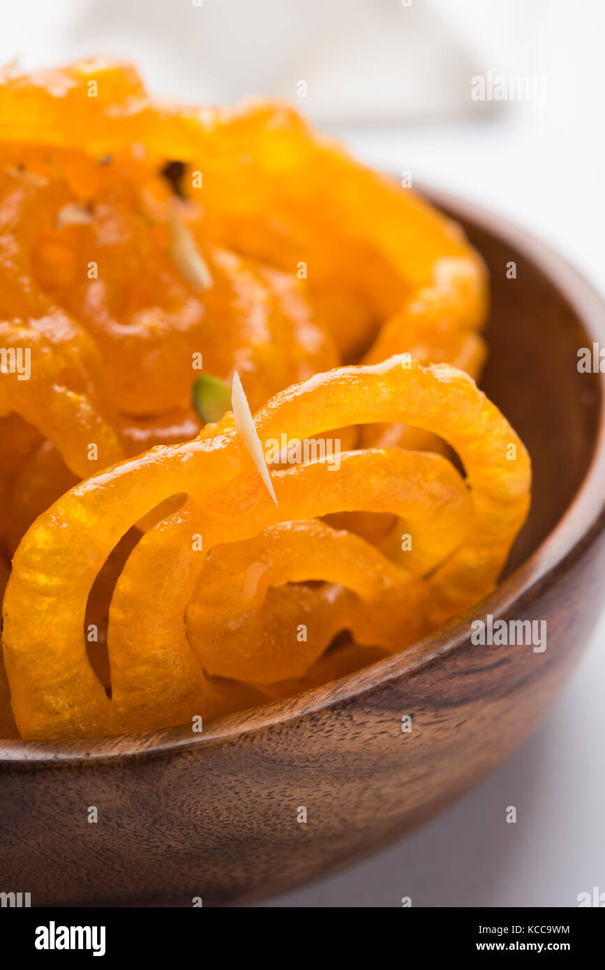 Stock photo of Jalebi or Jilbi or imarati, indian sweet food fried in