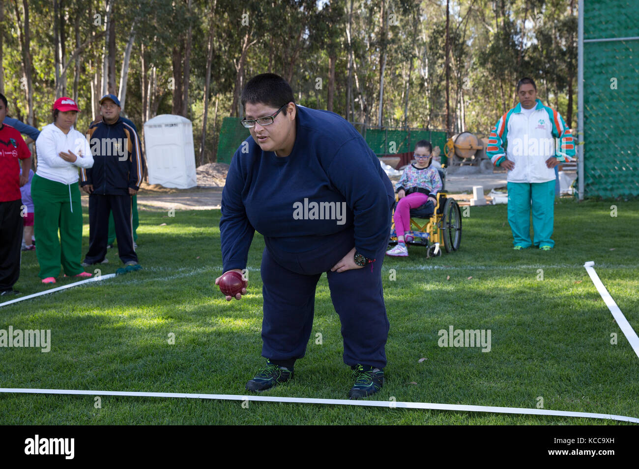 plays bocce ball in Puebla, Mexico on April 23, 2017. He is part
